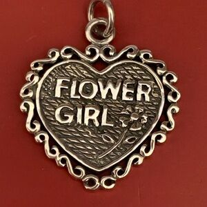 .925 Vintage Heart Flower Girl Sterling Silver Jewelry Charm #heart #keepsake
